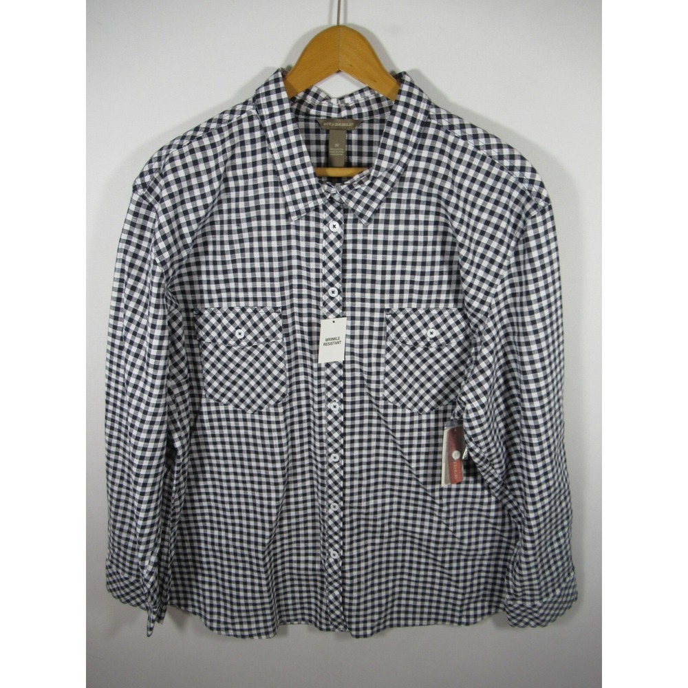 NEW Bit & Bridle Western Gingham Check Shirt Women Plus Size 3X Long Sleeve